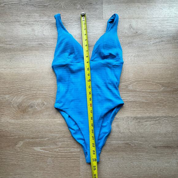 L*Space Blue Plunging V-Neck One Piece Swimsuit - Picture 5 of 6